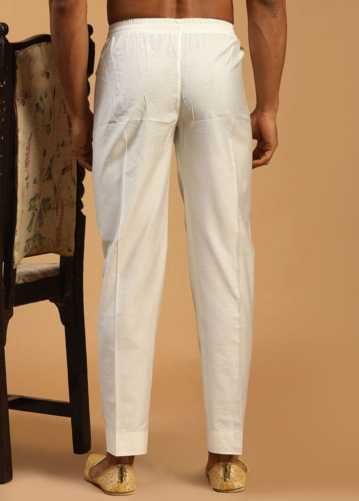 White Viscose Solid Pajama - Indian Silk House Agencies