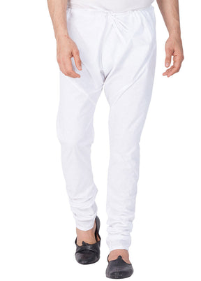 White Cotton Solid Pajama - Indian Silk House Agencies