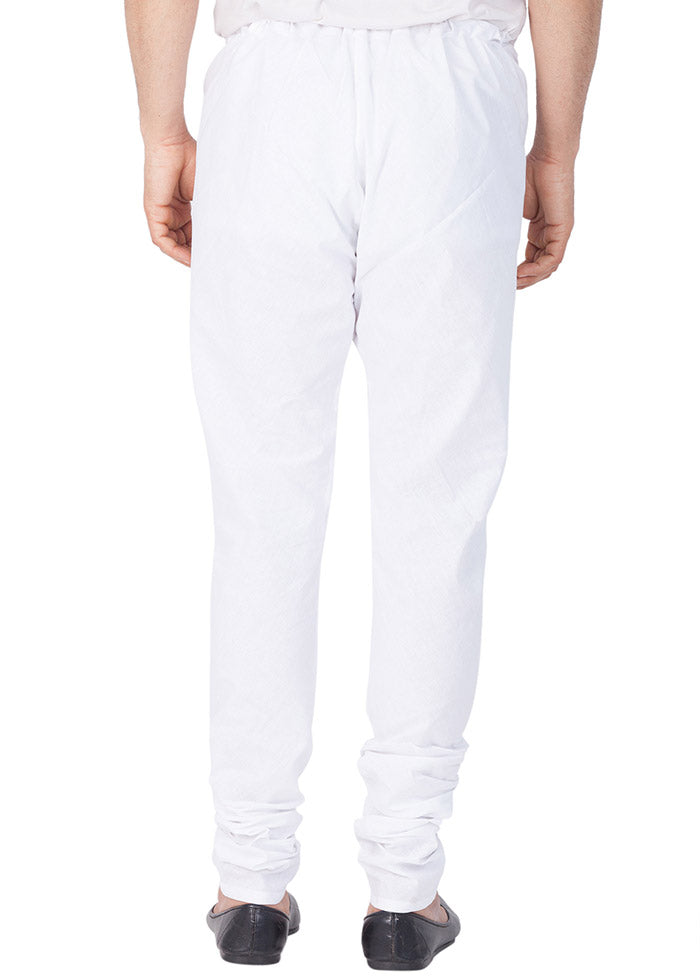 White Cotton Solid Pajama - Indian Silk House Agencies