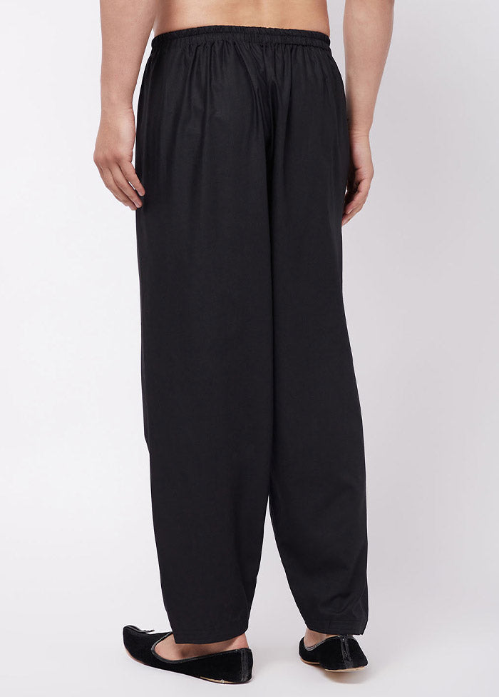 Black Cotton Solid Pajama - Indian Silk House Agencies