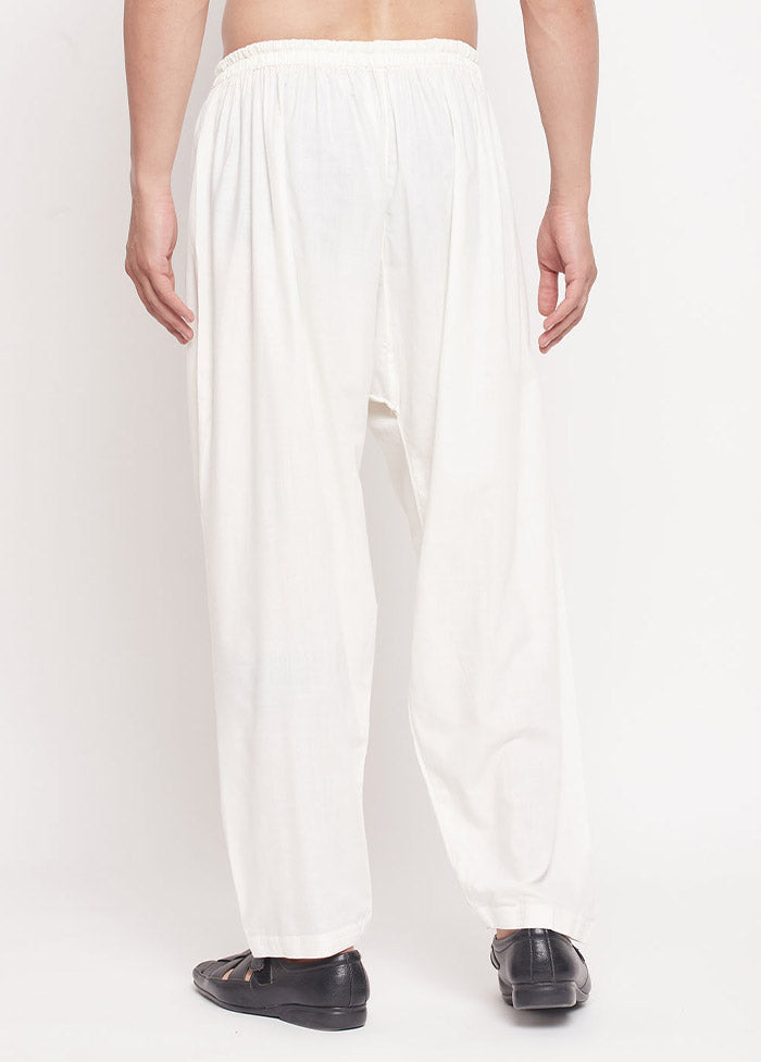 Cream Cotton Solid Pajama - Indian Silk House Agencies