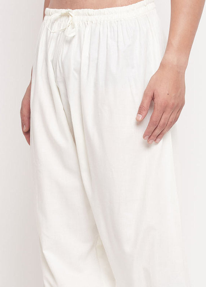 Cream Cotton Solid Pajama - Indian Silk House Agencies