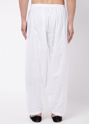 White Cotton Solid Pajama - Indian Silk House Agencies