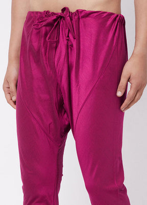 Pink Viscose Solid Pajama - Indian Silk House Agencies