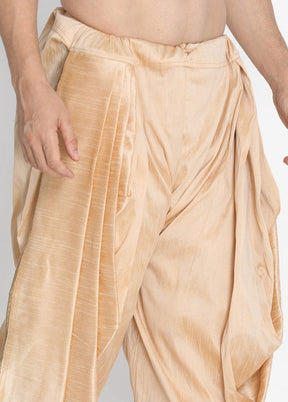 Rose Gold Dupion Silk Solid Dhoti - Indian Silk House Agencies