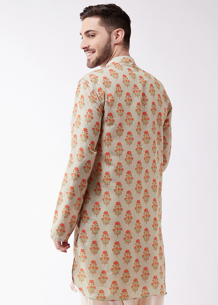 Grey Dupion Silk Printed Kurta VDVAS30062328 - Indian Silk House Agencies