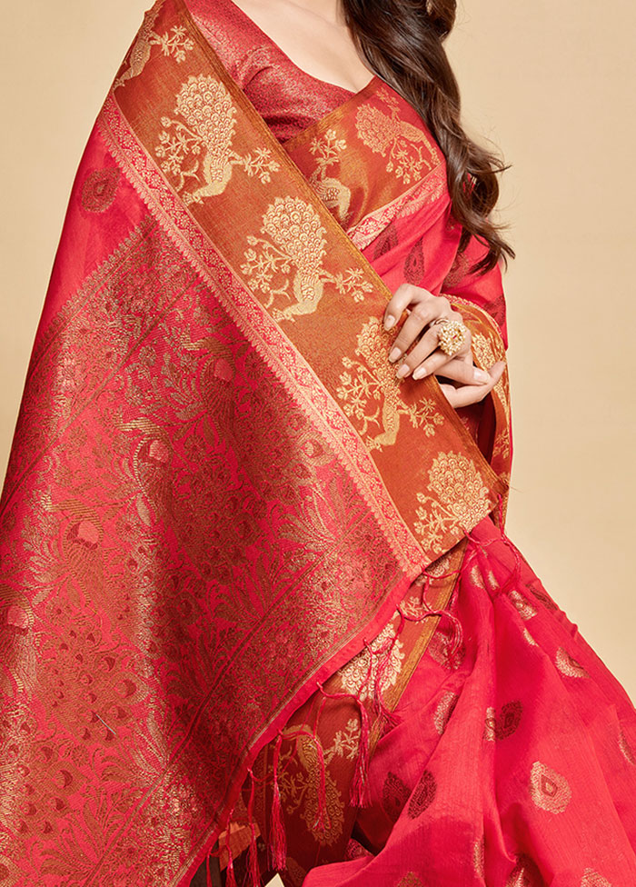 Pink Spun Silk Saree With Blouse Piece - Indian Silk House Agencies