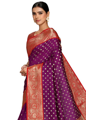 Purple Spun Silk Saree With Blouse Piece - Indian Silk House Agencies