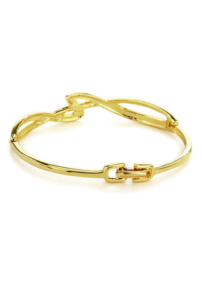 Estelle Gold Plated White Crystal Stone Bangle Bracelet - Indian Silk House Agencies