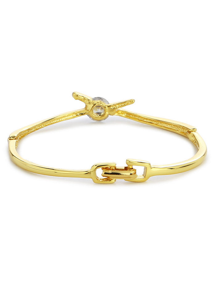 Estelle Gold Plated White Crystal Stone Designer Bangle Bracelet - Indian Silk House Agencies