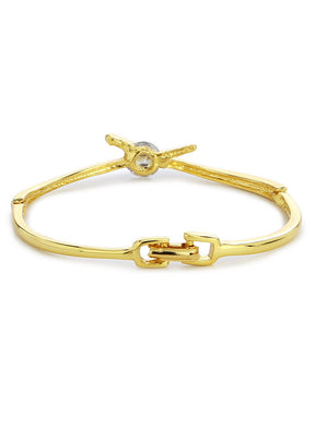 Estelle Gold Plated White Crystal Stone Designer Bangle Bracelet - Indian Silk House Agencies