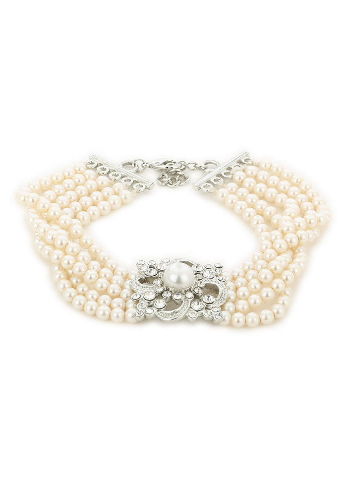 Estelle White Flux Pearl Charm Bracelet - Indian Silk House Agencies