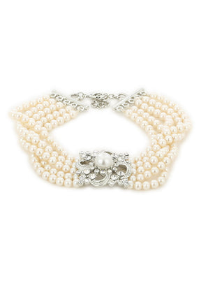 Estelle White Flux Pearl Charm Bracelet - Indian Silk House Agencies