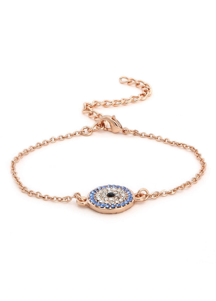 Estelle Coin Evil Eye Rose Gold Bracelet Using Swarovski Stones - Indian Silk House Agencies