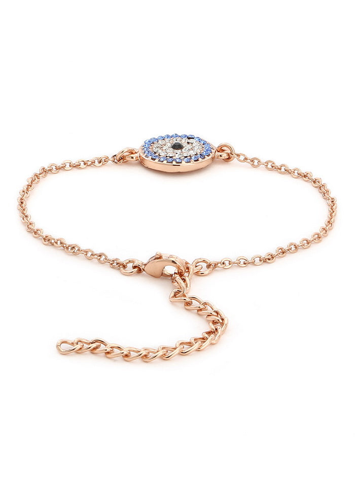 Estelle Coin Evil Eye Rose Gold Bracelet Using Swarovski Stones - Indian Silk House Agencies