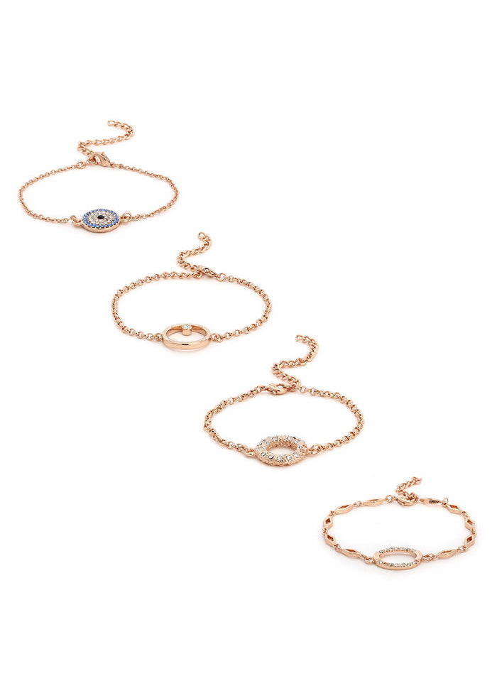 Estelle Coin Evil Eye Rose Gold Bracelet Using Swarovski Stones - Indian Silk House Agencies