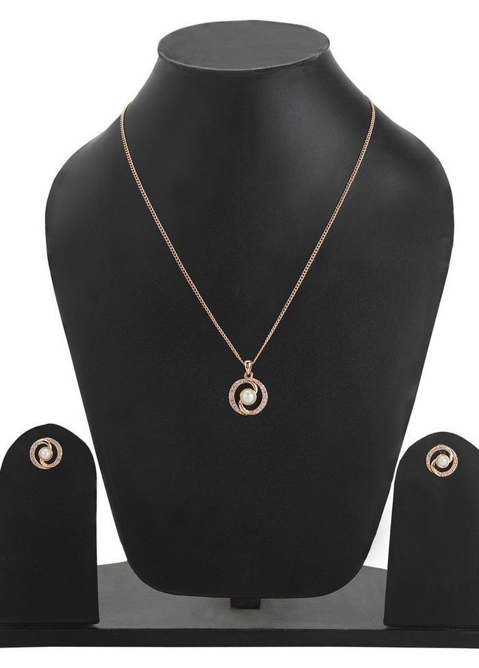 Estelle Rose Gold Pearl With Ad Stone Necklace - Indian Silk House Agencies