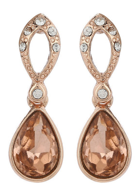 Estelle Bright Rose Gold Swarovski Stone Drops - Indian Silk House Agencies