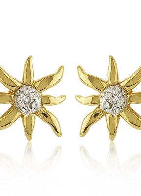 Estelle Star Shaped Stud Earrings With White Crystal Stone - Indian Silk House Agencies