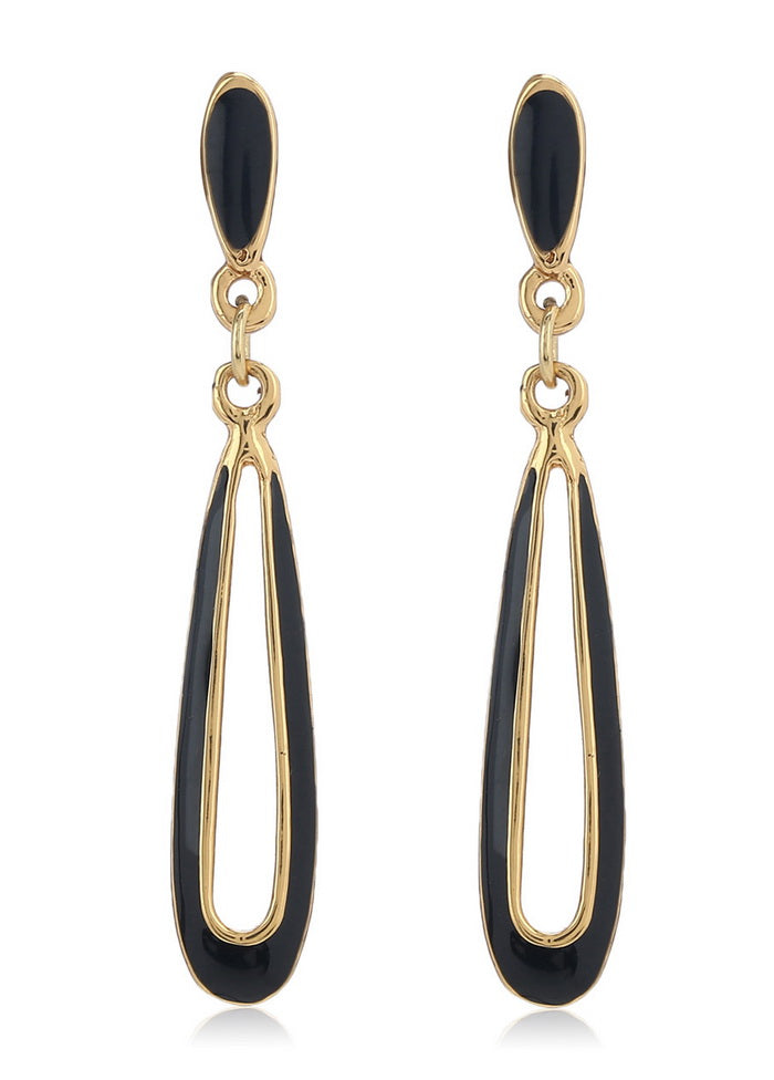 Estelle Black Enamel Drop Dangler Earrings - Indian Silk House Agencies