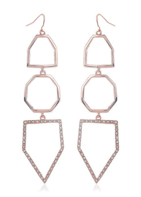 Estelle Rose Gold Geometric Earrings - Indian Silk House Agencies