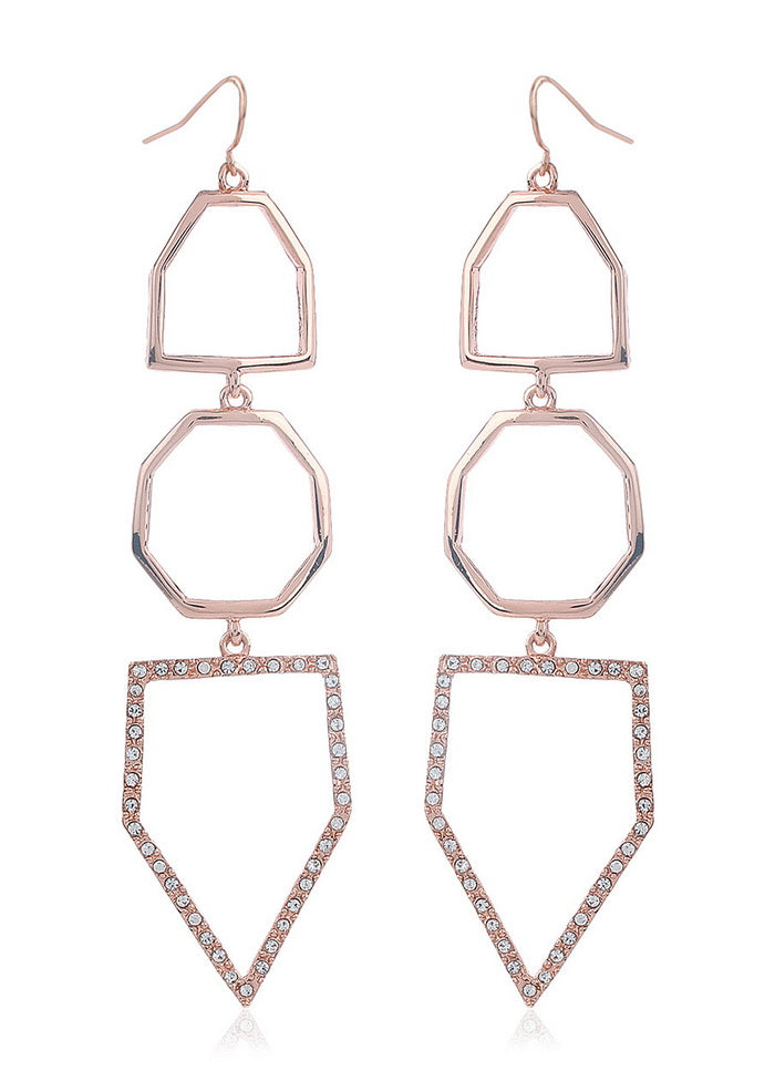 Estelle Rose Gold Geometric Earrings - Indian Silk House Agencies