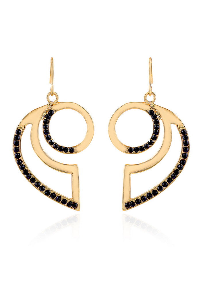 Estelle Gold Tone Oval Shape Crystal Dangle Earrings - Indian Silk House Agencies