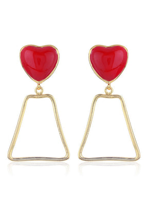 Estelle Red Heart Earrings - Indian Silk House Agencies