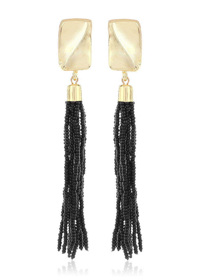 Estelle Black Beaded Tassel Earring - Indian Silk House Agencies