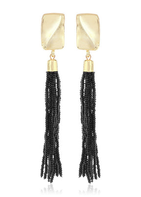 Estelle Black Beaded Tassel Earring - Indian Silk House Agencies