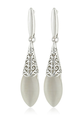 Estelle White Enamel Drop Earrings - Indian Silk House Agencies