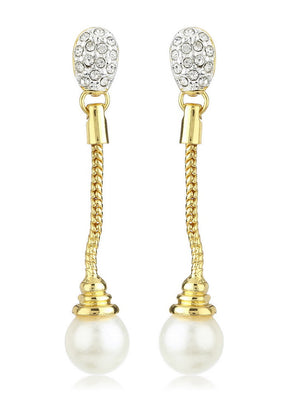 Estelle Two Tone plated Long Drop Earrings - Indian Silk House Agencies