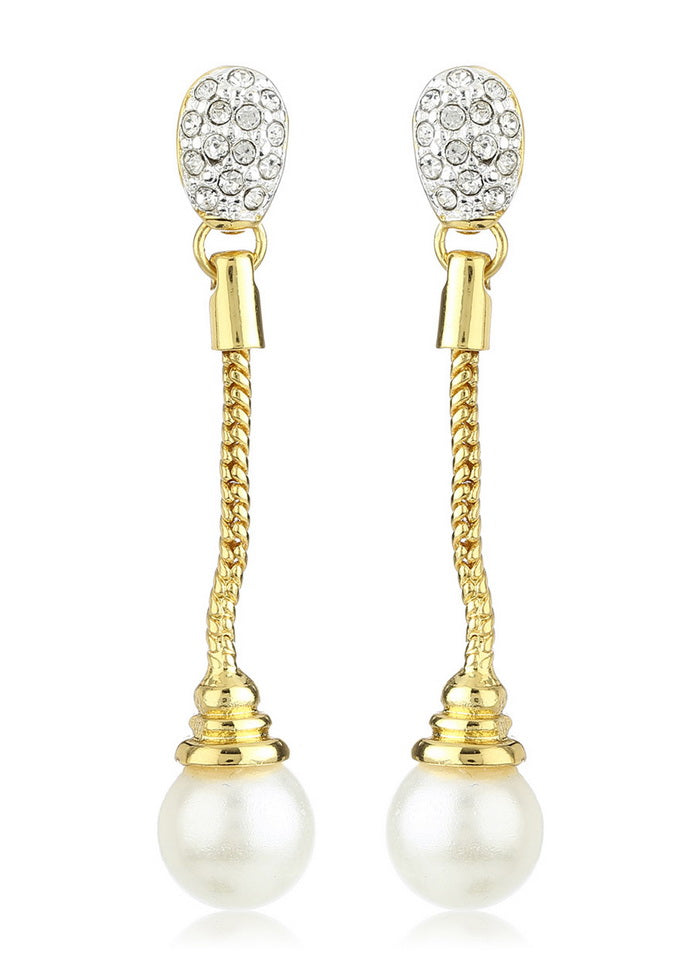 Estelle Two Tone plated Long Drop Earrings - Indian Silk House Agencies