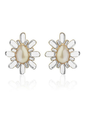 Estelle Mirror Stone Earring with Pearl - Indian Silk House Agencies