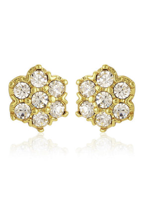 Estelle White Stone Round Stud Earrings - Indian Silk House Agencies