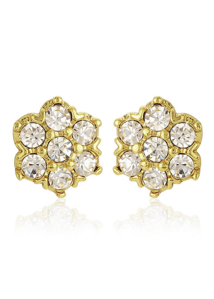 Estelle White Stone Round Stud Earrings - Indian Silk House Agencies