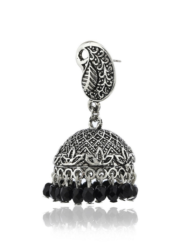 Estelle Oxidised Black Beads Jhumki - Indian Silk House Agencies