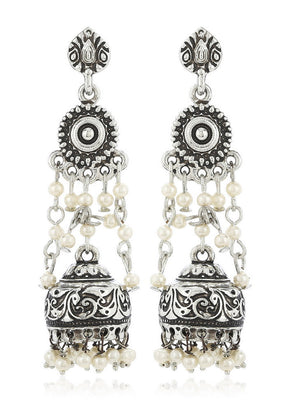 Estelle Pearl Drop Jhumka Earrings - Indian Silk House Agencies