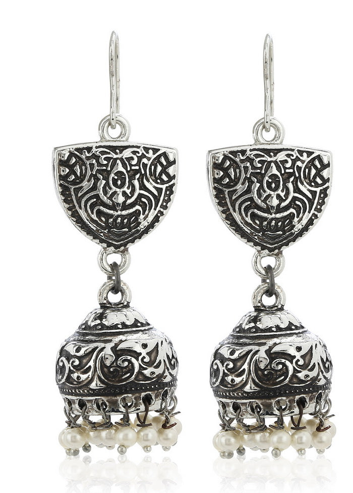 Estelle White drop beads Jhumka Earrings - Indian Silk House Agencies