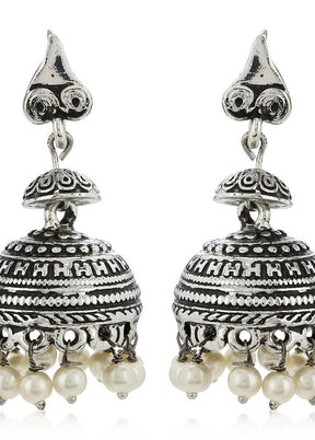 Estelle White beaded drop Jhumka Earrings - Indian Silk House Agencies