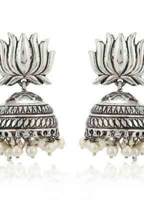 Estelle LOTUS OXIDIZED JHUMKIS - Indian Silk House Agencies