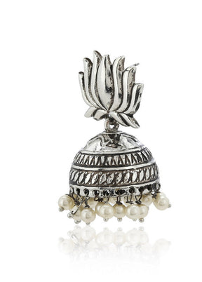 Estelle LOTUS OXIDIZED JHUMKIS - Indian Silk House Agencies