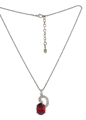 Estelle Modern Rhodium plated Captivating Swirl Ruby Necklace - Indian Silk House Agencies