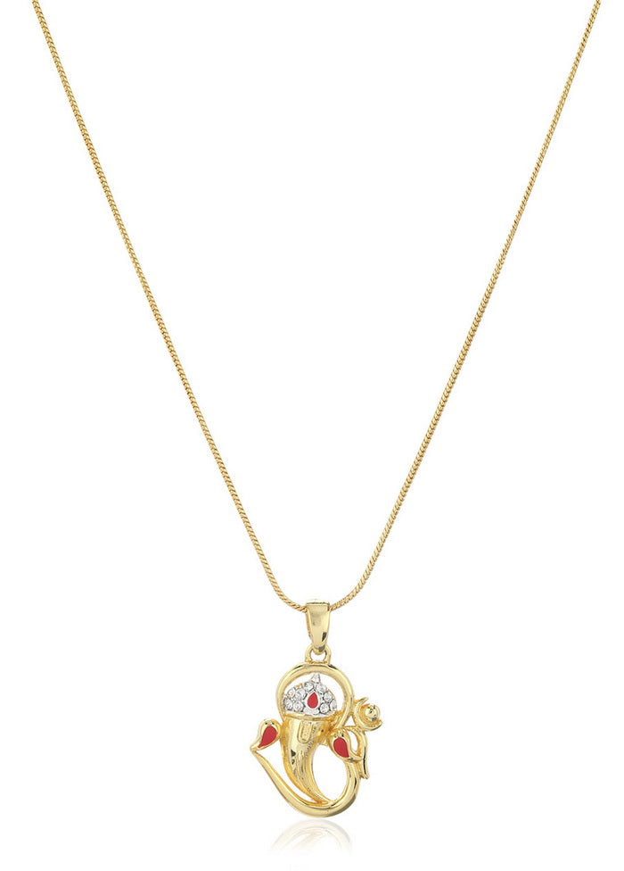 Estelle Ganesh Pendant Locket With White Austrian Crystal stone - Indian Silk House Agencies