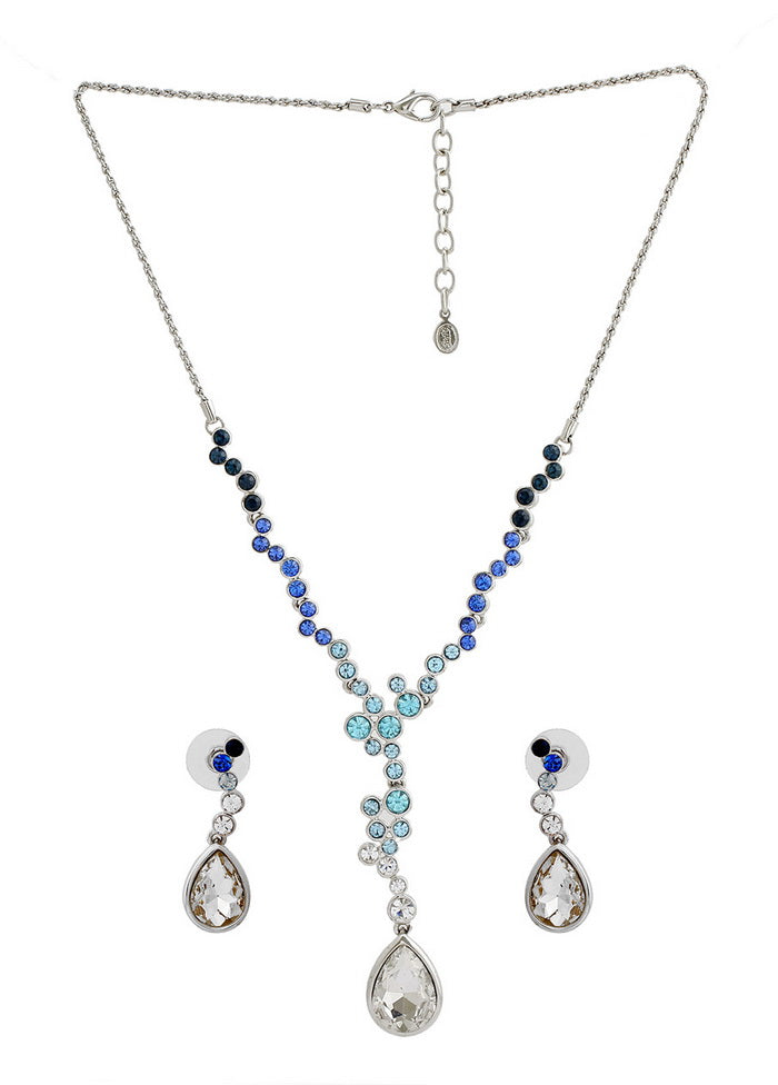 Estelle Stylish Rhodium plated Trickling rain drop Necklace - Indian Silk House Agencies