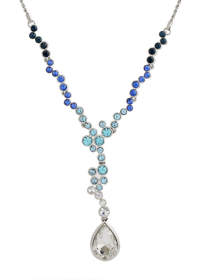 Estelle Stylish Rhodium plated Trickling rain drop Necklace - Indian Silk House Agencies