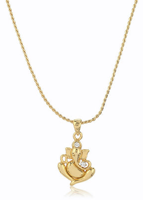 Estelle Gold Tone Plated Ganesh Pendant chain - Indian Silk House Agencies