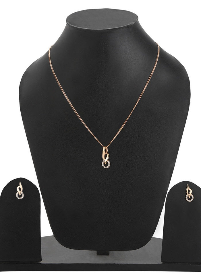 Estelle Rose Gold Flame Ring Pendant Chain Necklace - Indian Silk House Agencies