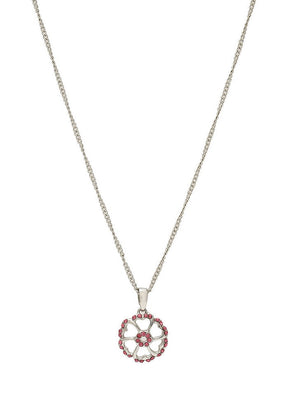 Estelle Modern Rhodium plated Austrian Crystal Peony Necklace - Indian Silk House Agencies