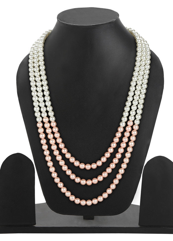 Estelle White And Orange Pearl Necklace - Indian Silk House Agencies